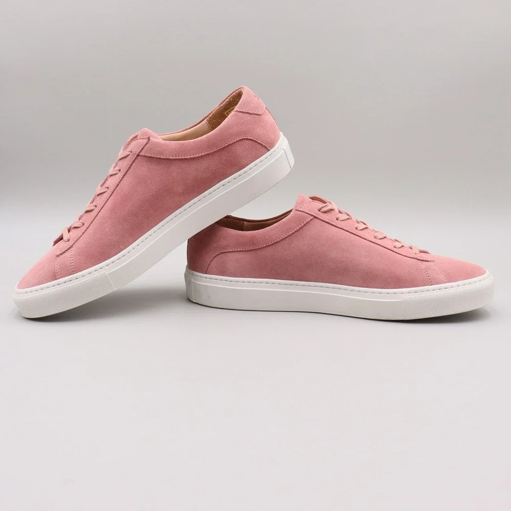 Koio Capri Pink Suede Low Top Sneakers Mens Size 10 US Casual Made in Italy